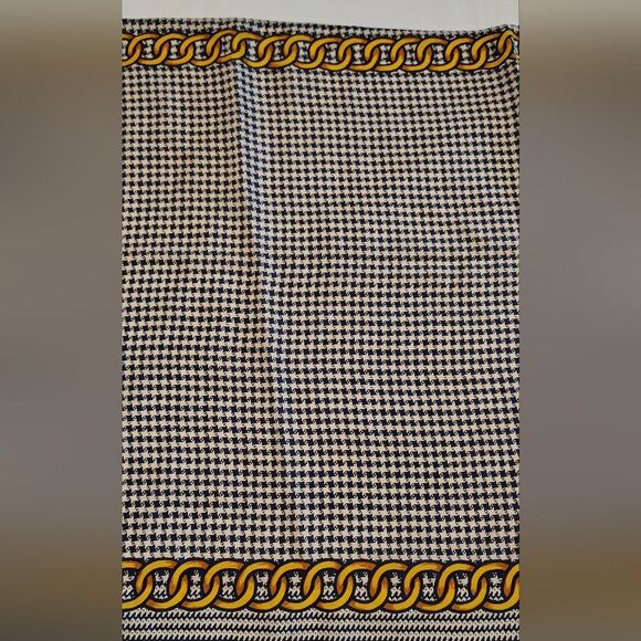 Albert Nipon Black & Gold Vintage Checkered Scarf Houndstooth Gingham - Picture 4 of 14
